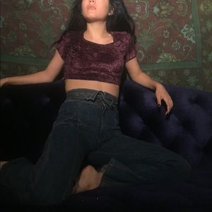 Purple Velvet Crop Top